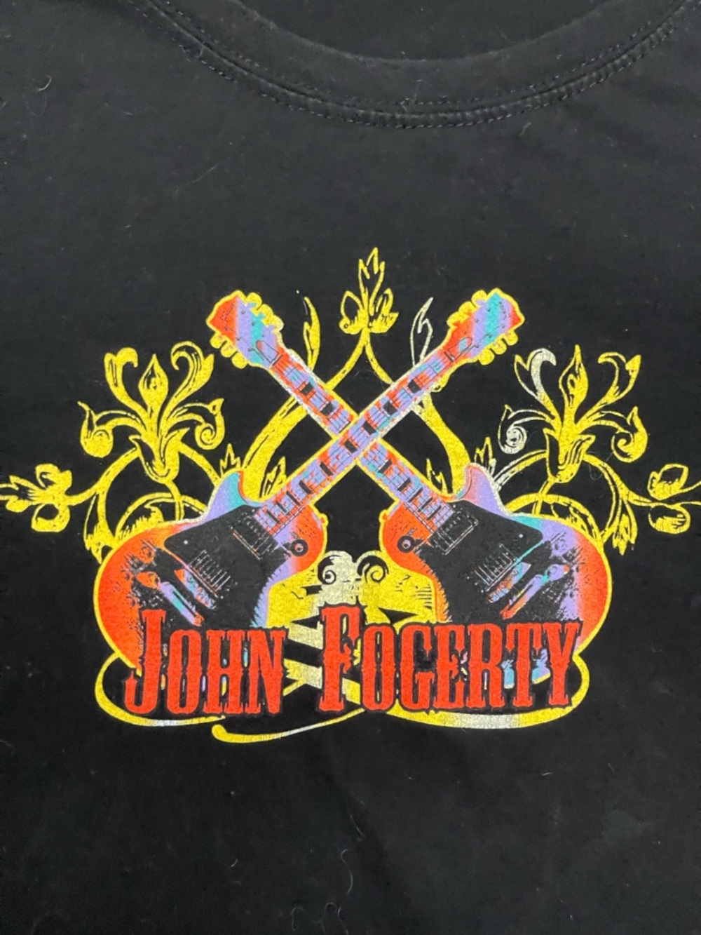 John Fogerty Black Tee with Blue Logo Tag